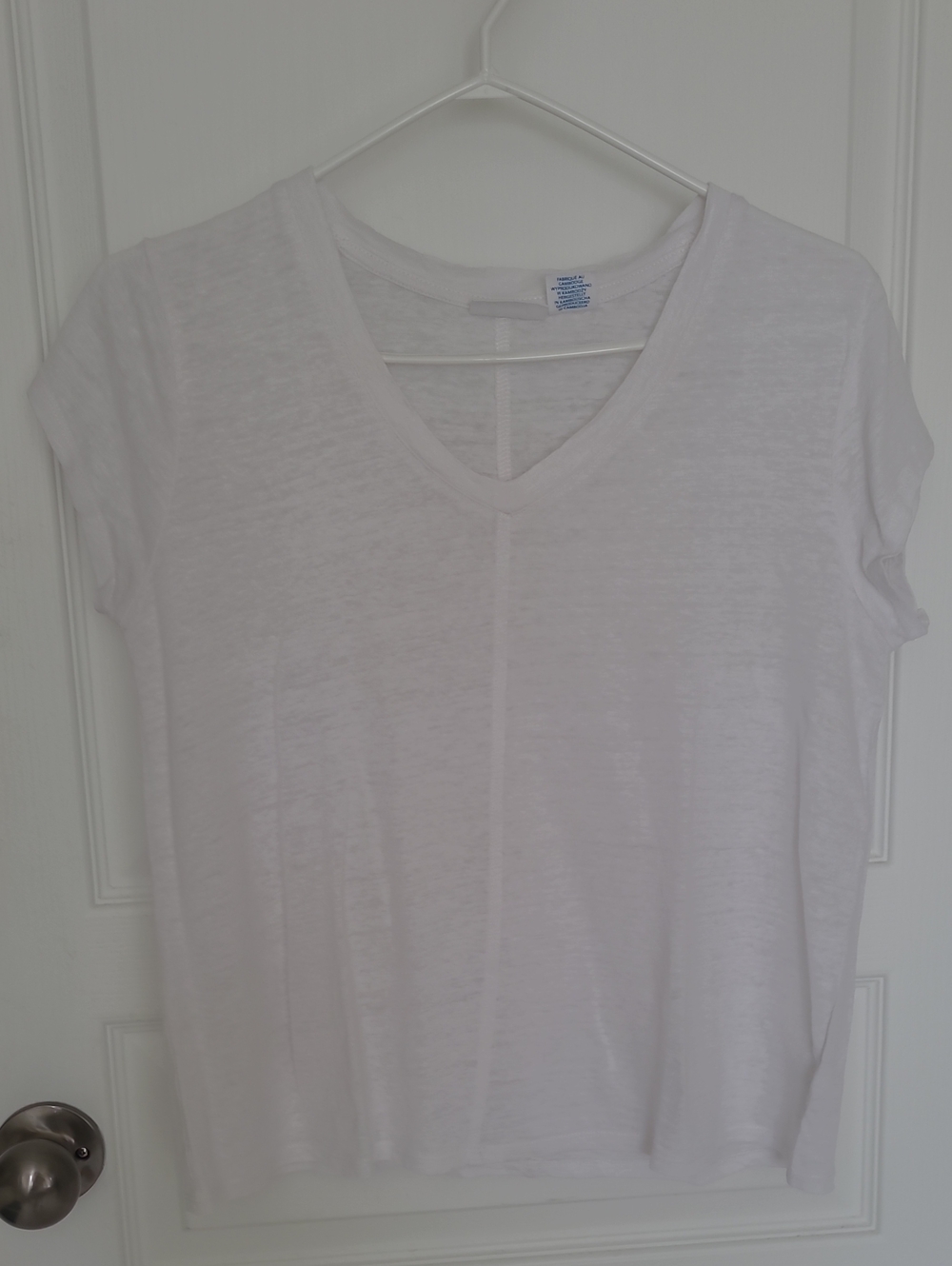 Sigrid Olsen White V-Neck Short Sleeve Tee